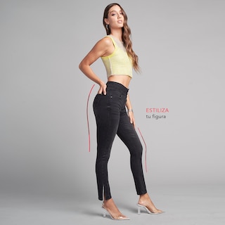 Foto 7 | Jeans Mezclilla Mujer Pantalon Straight Cintura Alta Levanta Pompa Push Up Seven Jeans