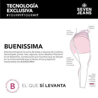 Foto 7 | Jeans Mezclilla Mujer Pantalon Straight Colombiano Push Up Buenissima Seven Jeans