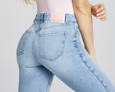 Foto 4 | Jeans Mezclilla Mujer Recto Cintura Super Alta Seven Jeans