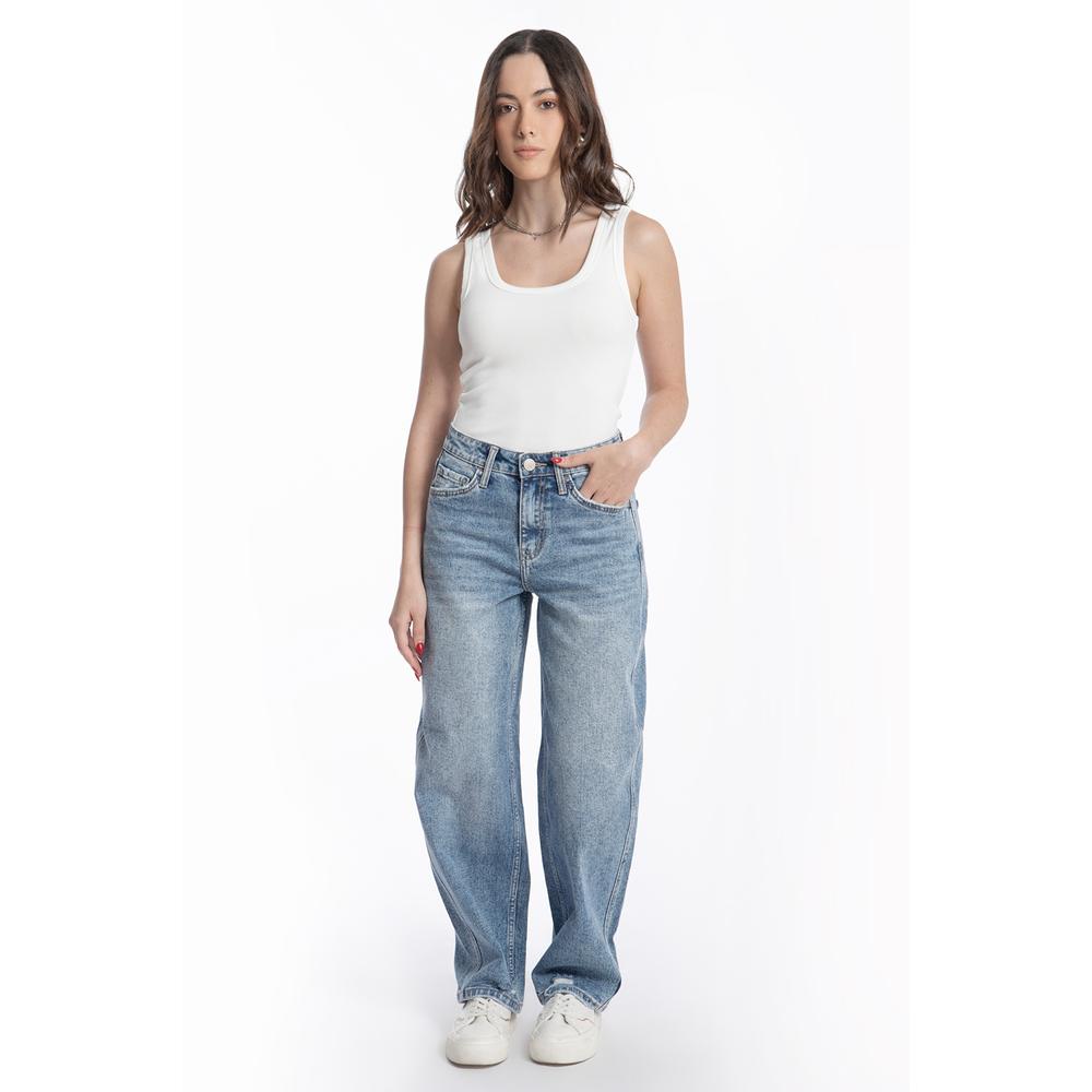 Foto 1 | Jeans Barrel Deslavado Juvenil, 6854 (mezclilla Tono Claro) Azul