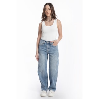 Foto 1 | Jeans Barrel Deslavado Juvenil, 6854 (mezclilla Tono Claro) Azul