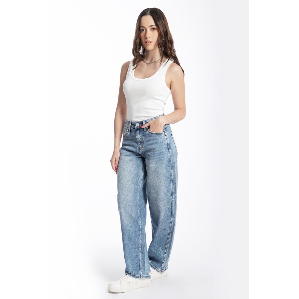 Foto 2 | Jeans Barrel Deslavado Juvenil, 6854 (mezclilla Tono Claro) Azul