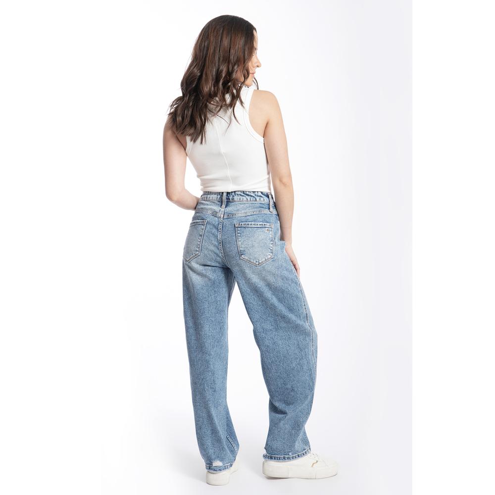 Foto 4 pulgar | Jeans Barrel Deslavado Juvenil, 6854 (mezclilla Tono Claro) Azul