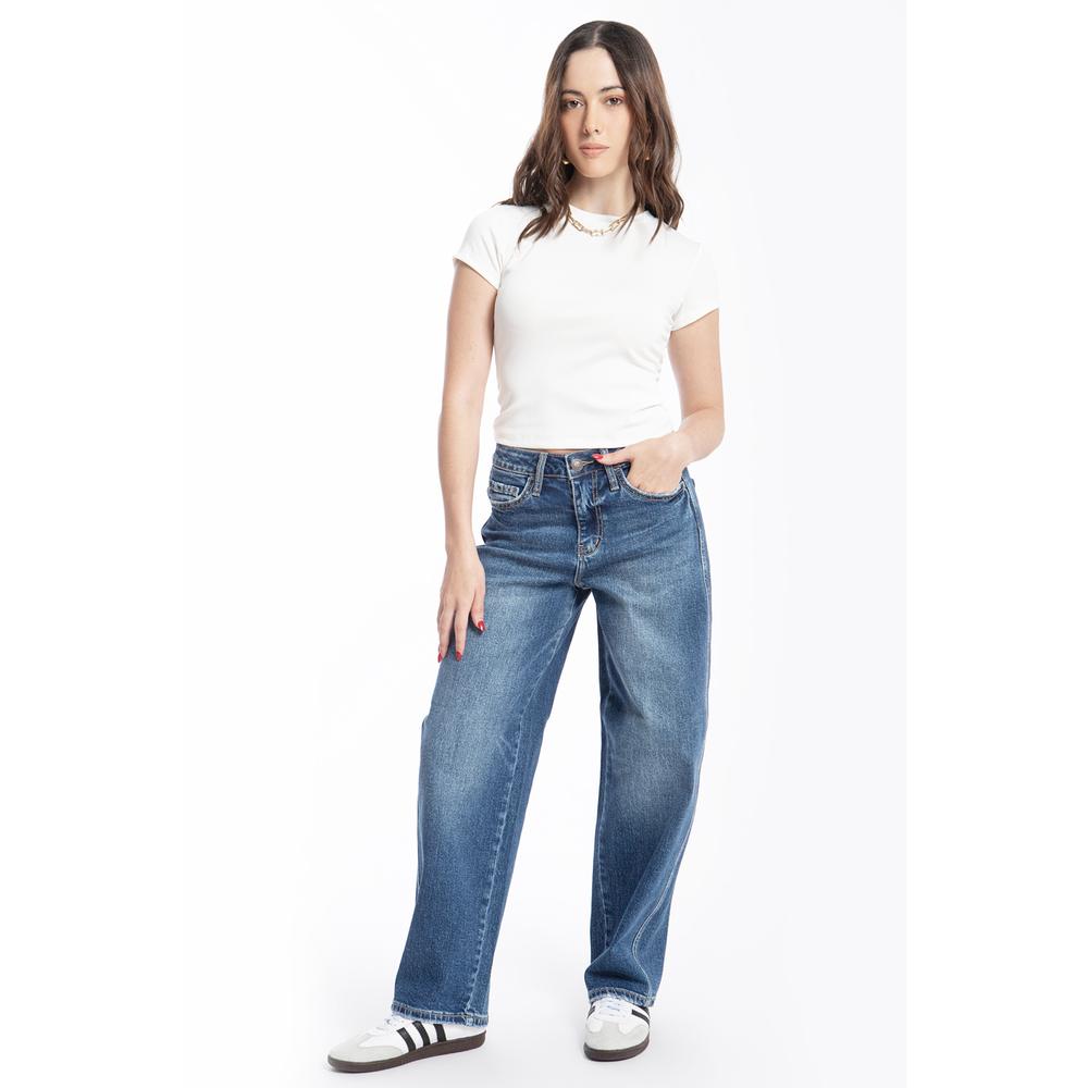 Jeans Tipo Barrel Juvenil, 6853 (mezclilla Tono Medio) Azul