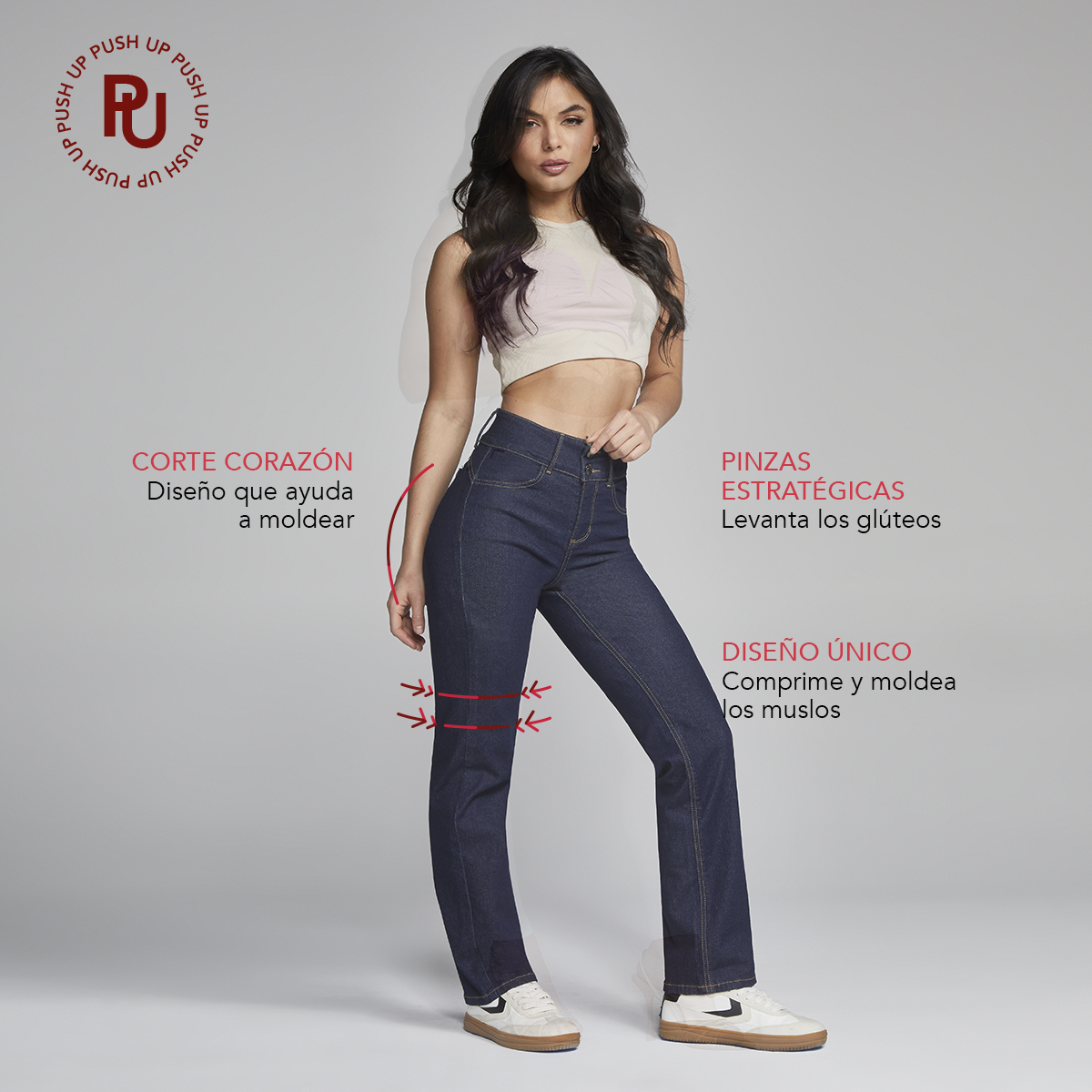 Foto 6 | Jeans Mujer Pantalon  Straight Cintura Alta Levanta Pompa Push Up Seven Jeans 0077ston