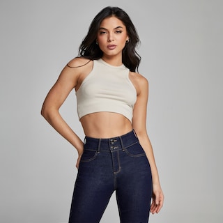 Foto 7 | Jeans Mujer Pantalon Straight Cintura Alta Levanta Pompa Push Up Seven Jeans 0077ston