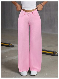 Foto 2 | Jeans Floerns Y2k Straight Leg Boyfriend Pink 30 Para Mujer - Venta Internacional.
