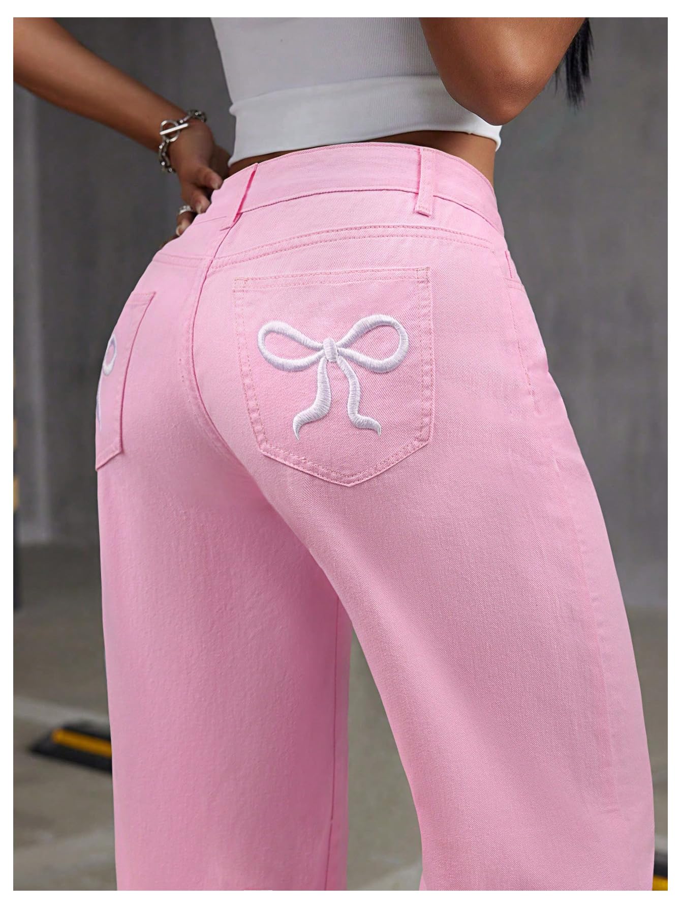 Foto 4 pulgar | Jeans Floerns Y2k Straight Leg Boyfriend Pink 30 Para Mujer - Venta Internacional.