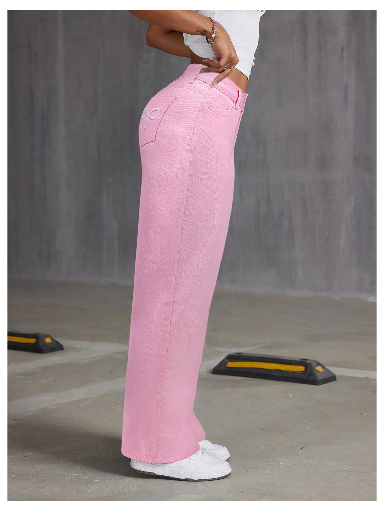 Foto 5 pulgar | Jeans Floerns Y2k Straight Leg Boyfriend Pink 30 Para Mujer - Venta Internacional.