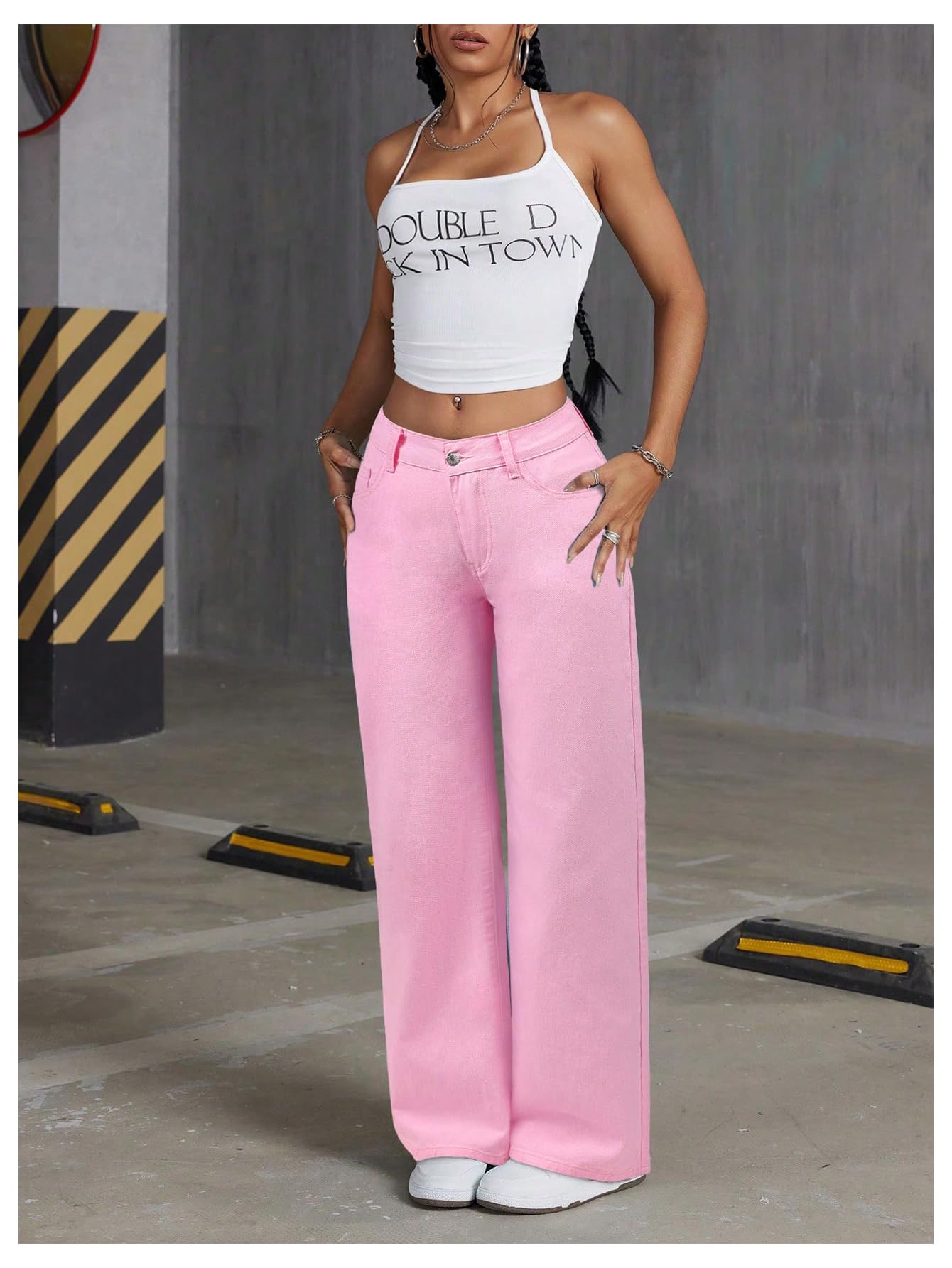 Foto 6 pulgar | Jeans Floerns Y2k Straight Leg Boyfriend Pink 30 Para Mujer - Venta Internacional.