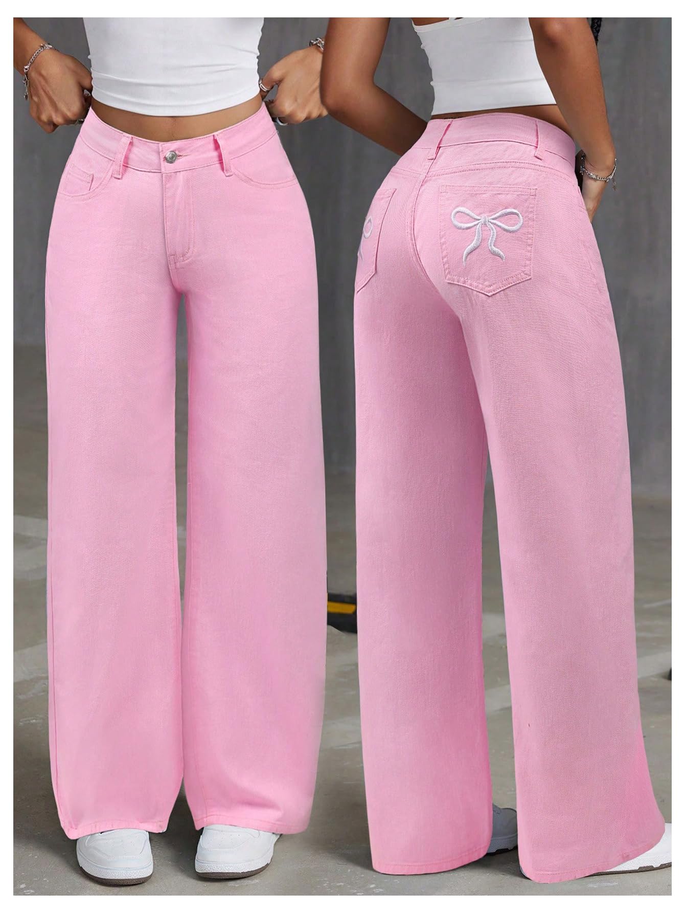 Foto 7 pulgar | Jeans Floerns Y2k Straight Leg Boyfriend Pink 30 Para Mujer - Venta Internacional.