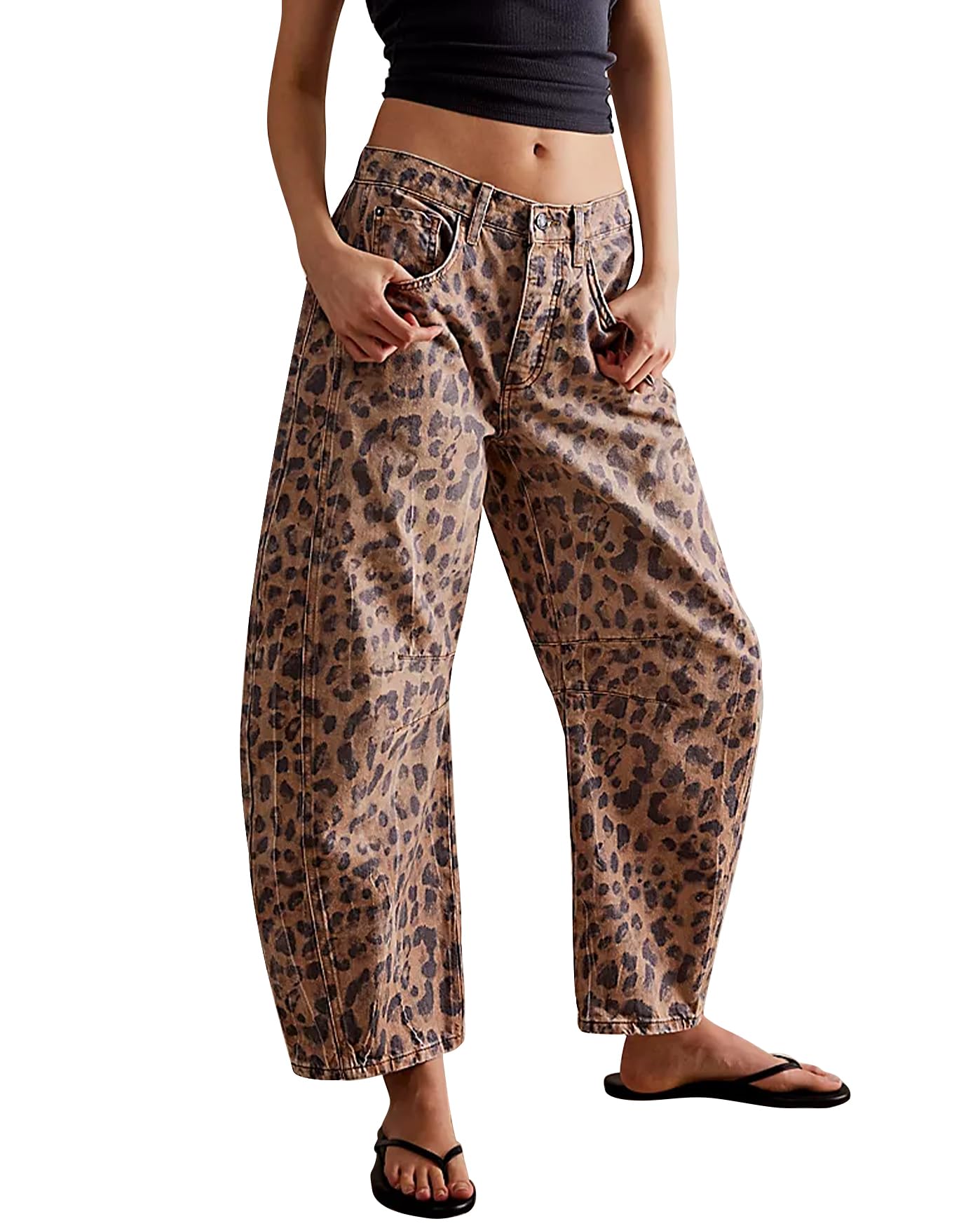 Foto 2 pulgar | Jeans Kedera Para Mujer, Holgados, Pernera Ancha, Forma De Herradura, Leopardo - Venta Internacional.