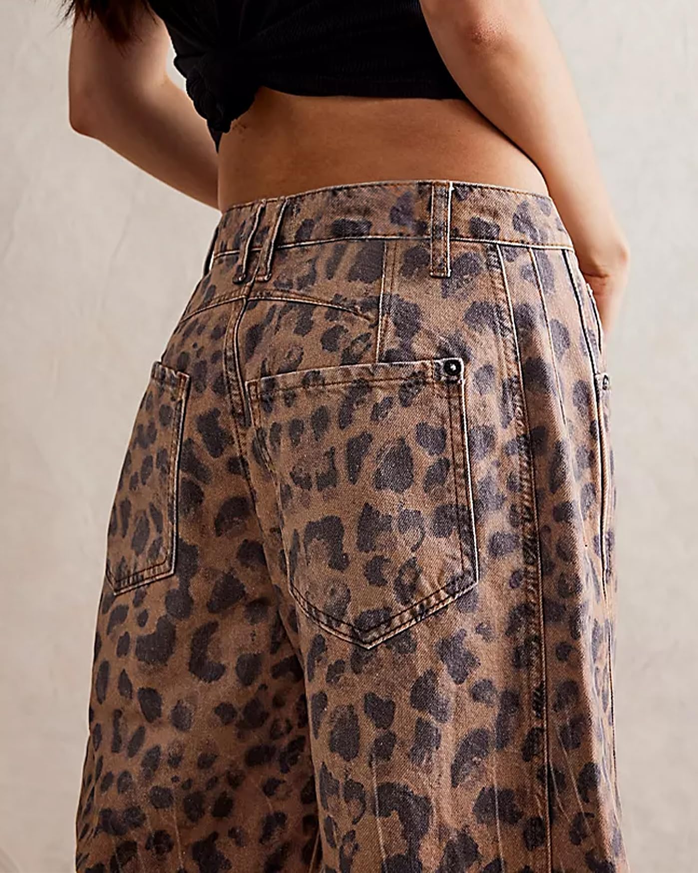 Foto 5 pulgar | Jeans Kedera Para Mujer, Holgados, Pernera Ancha, Forma De Herradura, Leopardo - Venta Internacional.