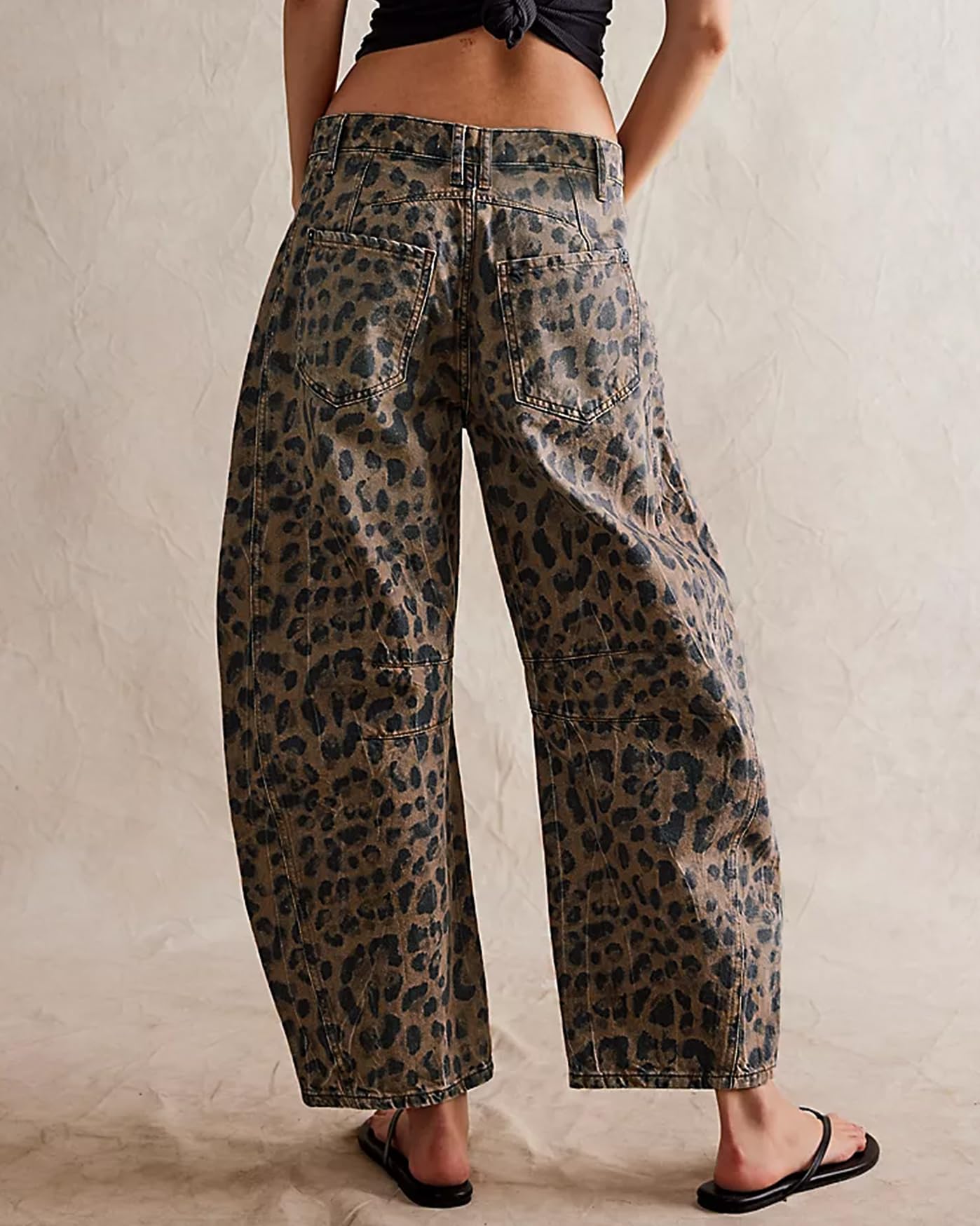 Foto 3 pulgar | Jeans Kedera Holgados De Pierna Ancha Con Estampado De Leopardo Para Mujer - Venta Internacional.