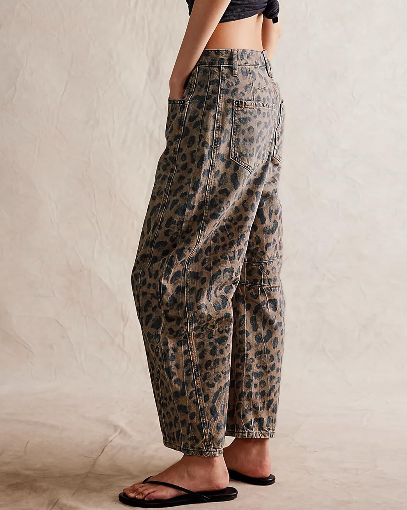 Foto 4 pulgar | Jeans Kedera Holgados De Pierna Ancha Con Estampado De Leopardo Para Mujer - Venta Internacional.