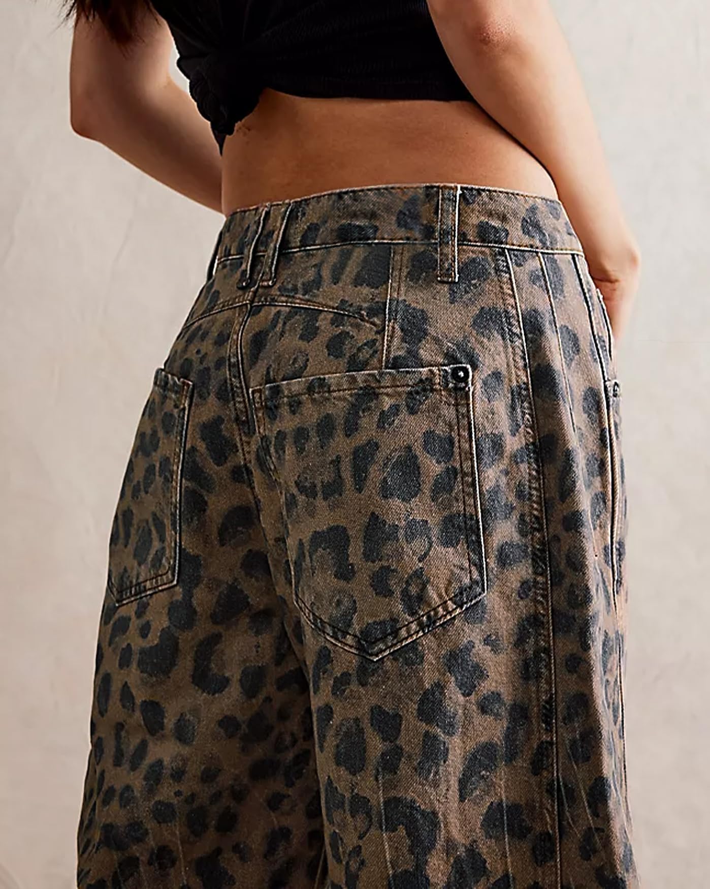 Foto 5 pulgar | Jeans Kedera Holgados De Pierna Ancha Con Estampado De Leopardo Para Mujer - Venta Internacional.