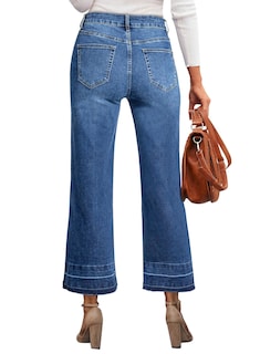 Foto 4 | Vaqueros Elegantes Para Mujer, Cintura Alta, Acampanados, Pierna Ancha, Azul - Venta Internacional.