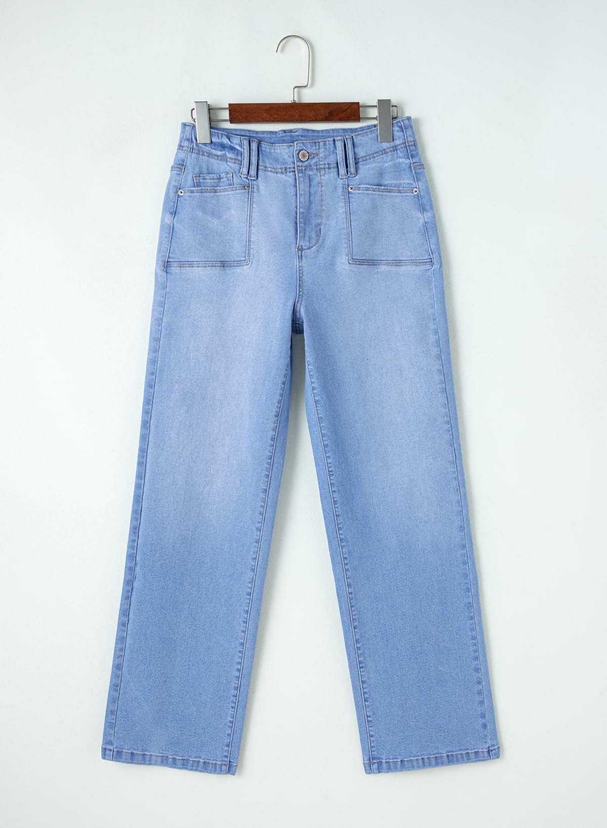 Foto 7 pulgar | Vaqueros Elegantes, Holgados, De Cintura Alta, Pierna Ancha, Azul, Talla 10 - Venta Internacional.