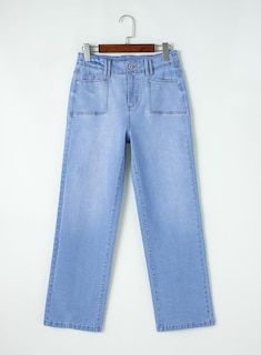 Foto 6 | Vaqueros Elegantes, Holgados, De Cintura Alta, Pierna Ancha, Azul, Talla 10 - Venta Internacional.