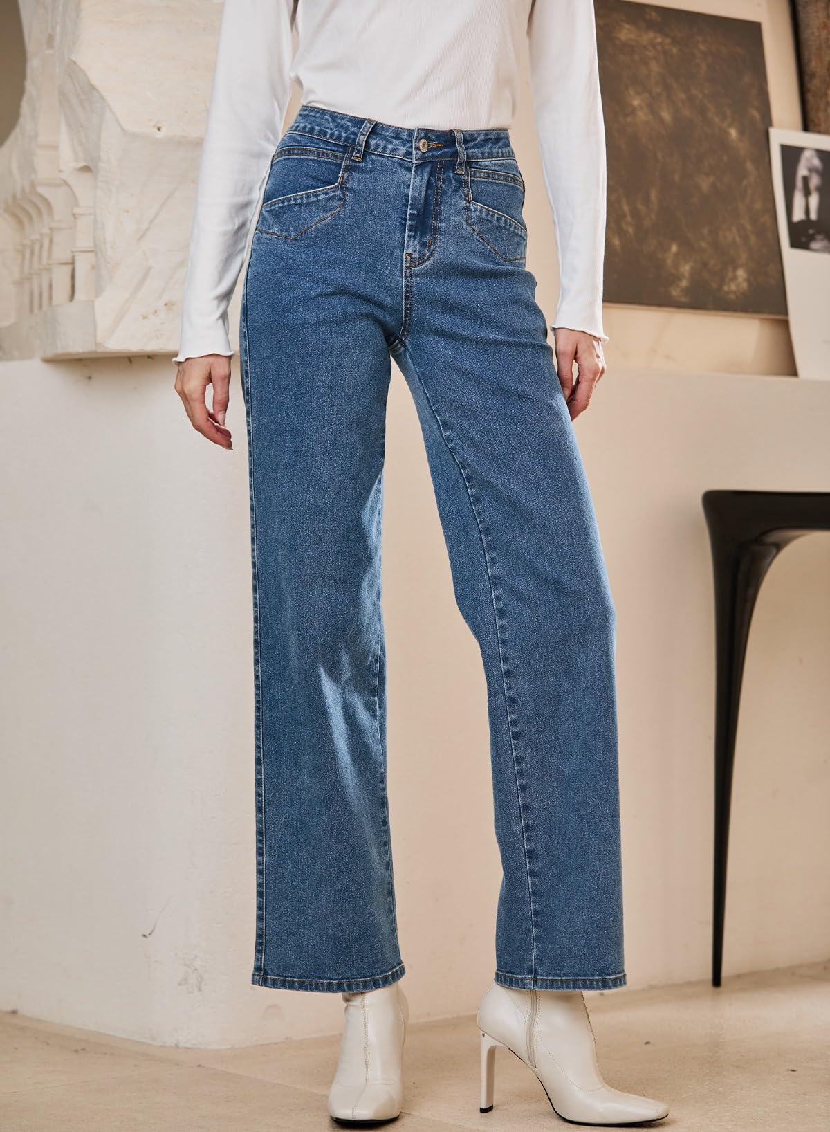 Foto 5 pulgar | Jeans Anchos Sidefeel Zimbaplatinum Cintura Alta Azules Para Mujer - Venta Internacional