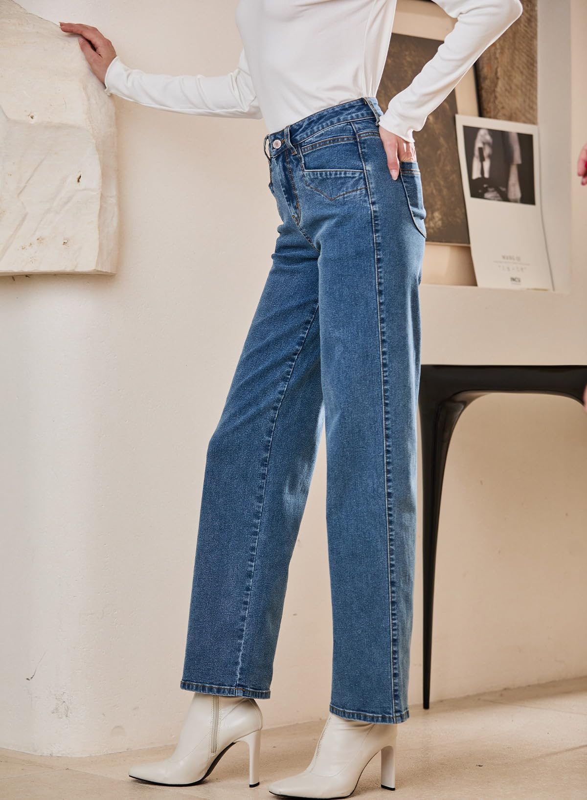 Foto 6 pulgar | Jeans Anchos Sidefeel Zimbaplatinum Cintura Alta Azules Para Mujer - Venta Internacional