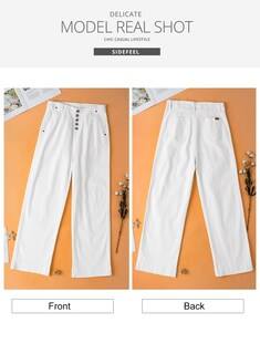 Foto 6 | Jeans Sidefeel Cintura Alta con Botones para Mujer - Venta Internacional