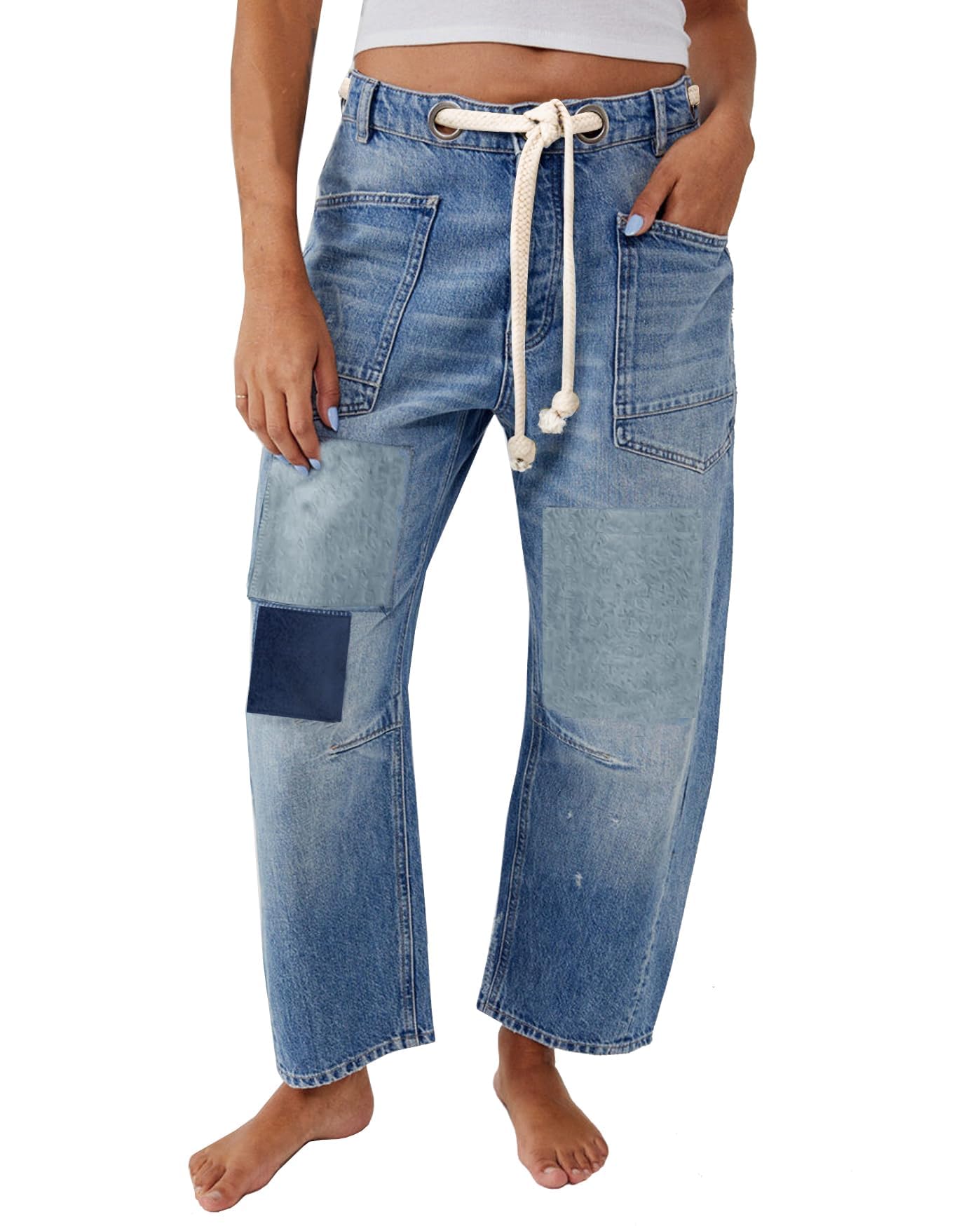 Foto 2 pulgar | Jeans Kedera, Holgados, Con Forma De Herradura, Pierna Ancha, Vaqueros Azules Para Mujer - Venta Internacional.