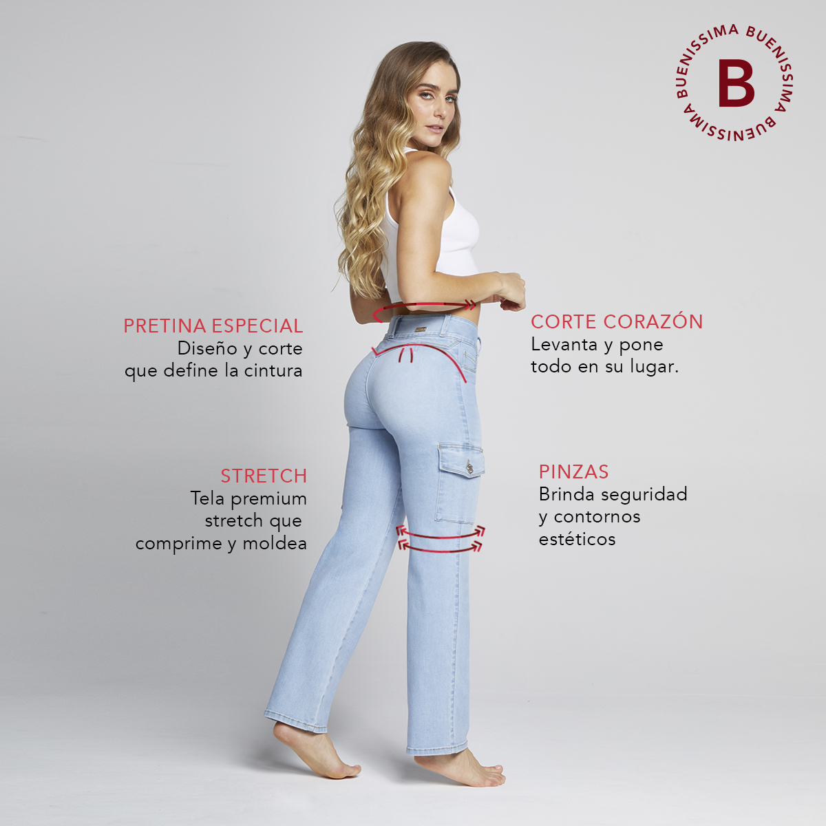 Foto 7 pulgar | Jeans Recto Cargo Mujer Push Up Seven Jeans 9926stcl