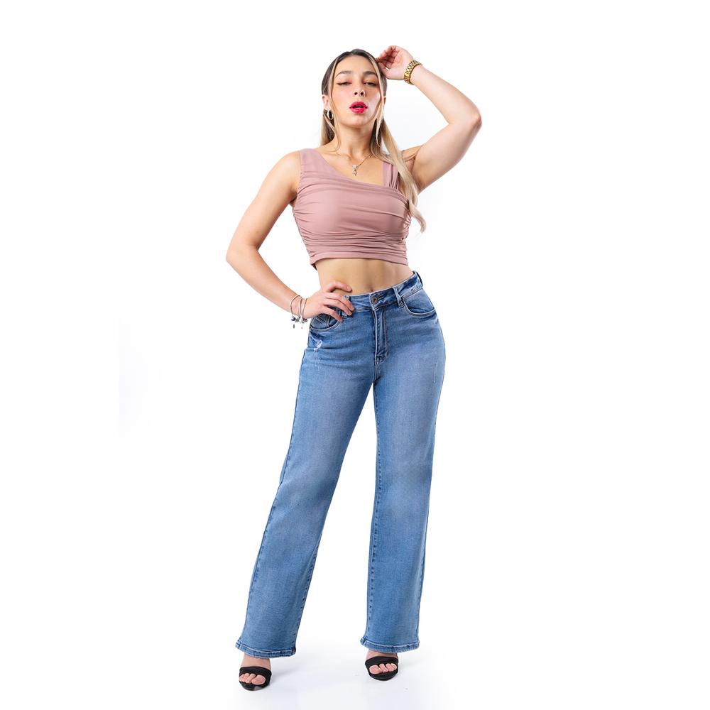 Foto 2 pulgar | Jeans Wide Leg Fit /juvenil, 1502 (mezclilla Tono Claro) Azul