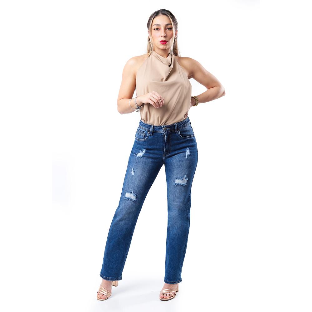 Foto 1 | Jeans Recto Con Rasgaduras / Juvenil, 1576 (mezclilla Tono Medio) Azul