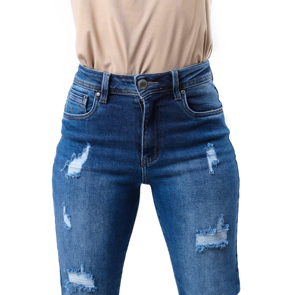 Foto 4 pulgar | Jeans Recto Con Rasgaduras / Juvenil, 1576 (mezclilla Tono Medio) Azul