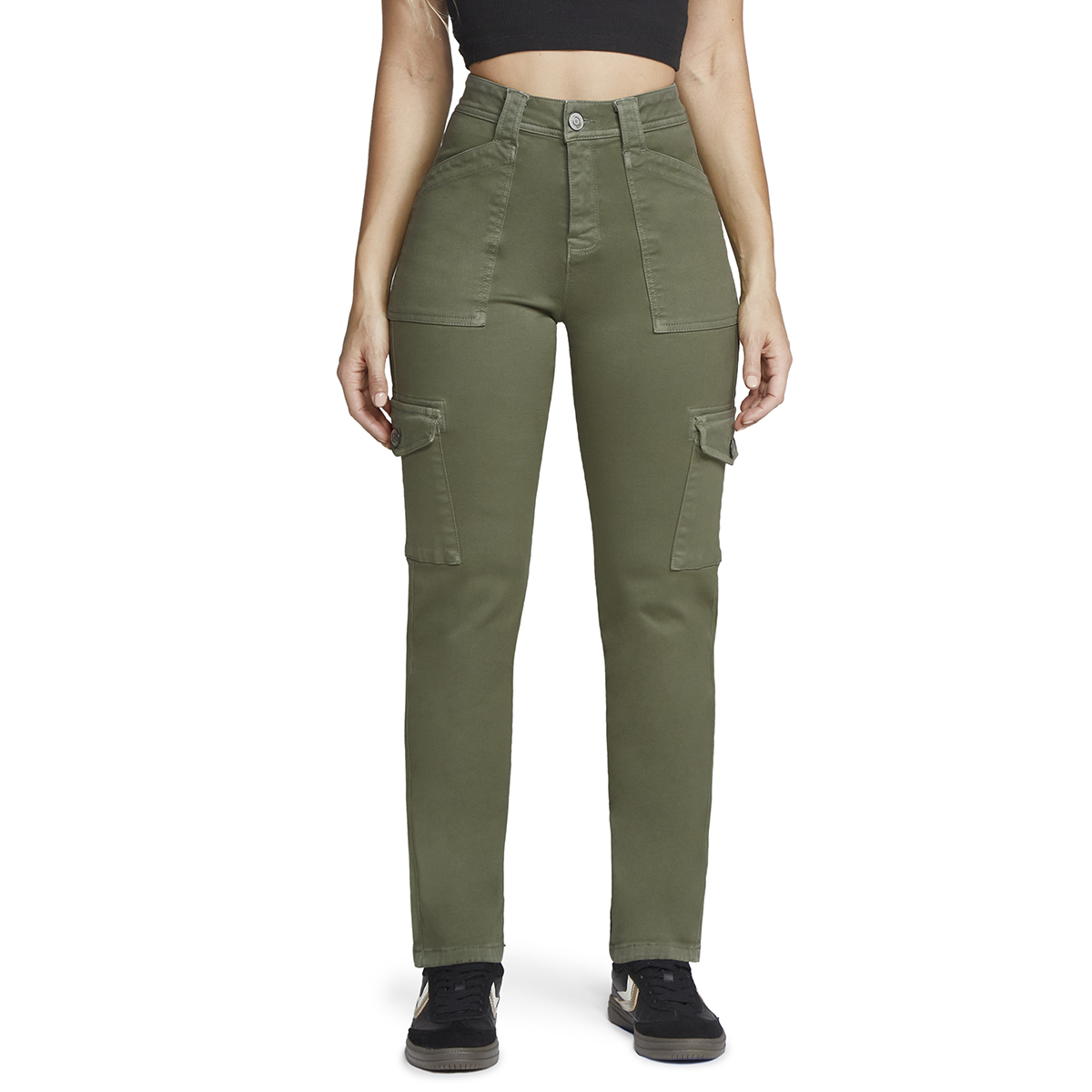 Jeans Recto Cargo Mujer  Cintura Alta Seven Jeans 9974oliv