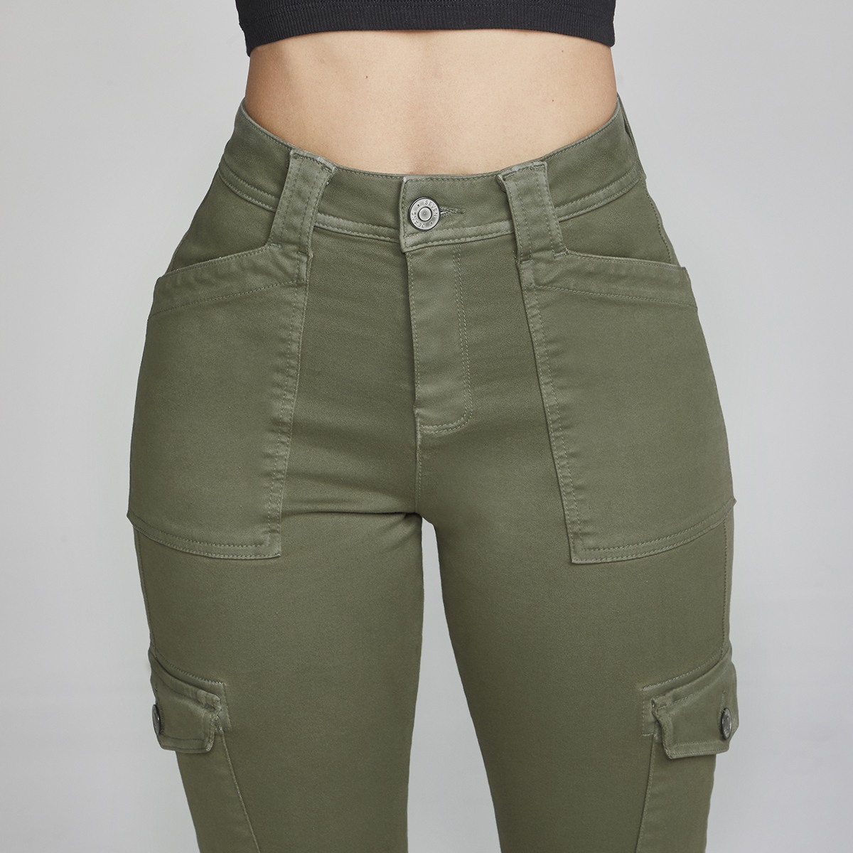 Foto 3 | Jeans Recto Cargo Mujer  Cintura Alta Seven Jeans 9974oliv