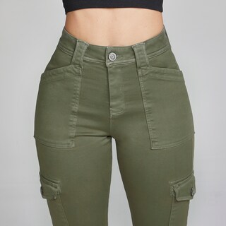 Foto 3 | Jeans Recto Cargo Mujer Cintura Alta Seven Jeans 9974oliv