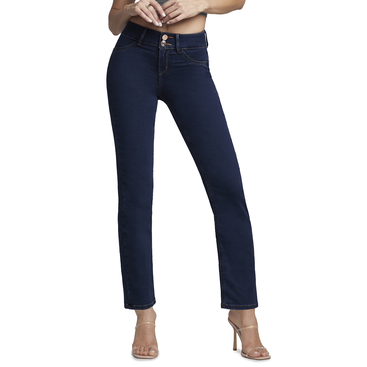 Foto 2 pulgar | Jeans Recto Mujer Push Up Cintura Alta Stretch Seven Jeans 1177ston