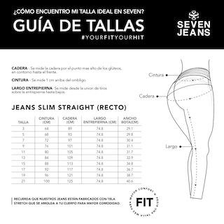 Foto 5 | Jeans Recto Mujer Push Up Cintura Alta Stretch Seven Jeans 1177ston