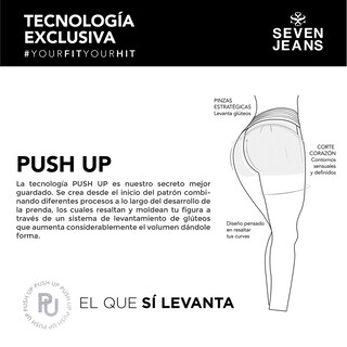 Foto 8 | Jeans Recto Mujer Push Up Cintura Alta Stretch Seven Jeans 1177ston