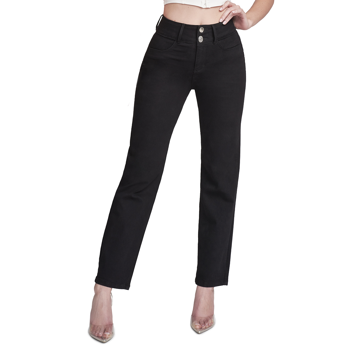 Foto 2 pulgar | Jeans Recto Mujer Push Up Stretch Seven Jeans 1177ngro
