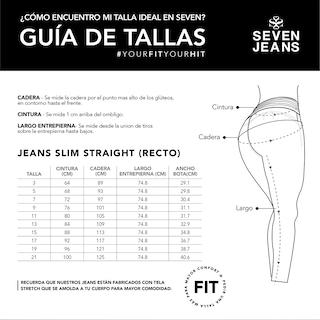 Foto 5 | Jeans Recto Mujer Push Up Stretch Seven Jeans 1177ngro