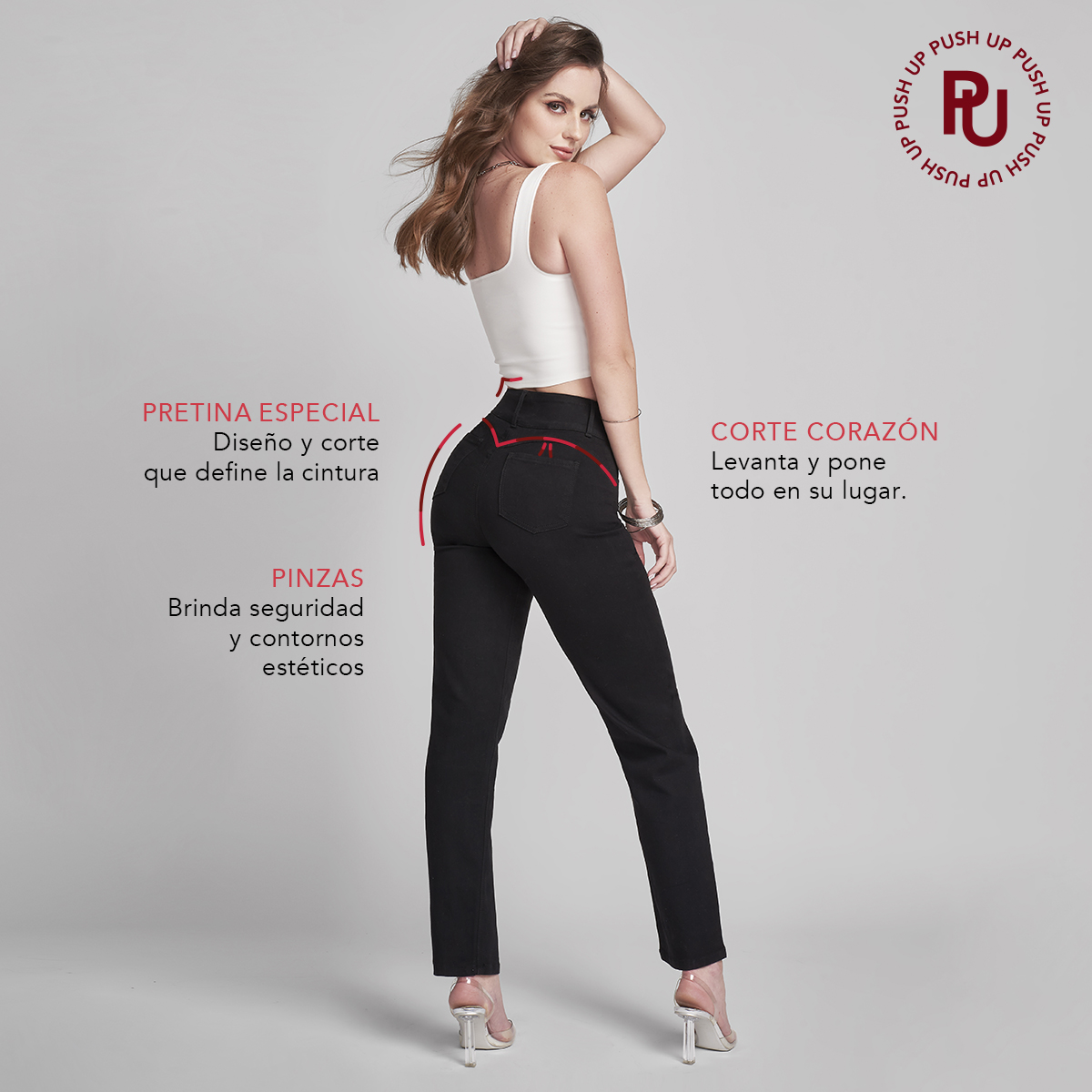 Foto 7 pulgar | Jeans Recto Mujer Push Up Stretch Seven Jeans 1177ngro