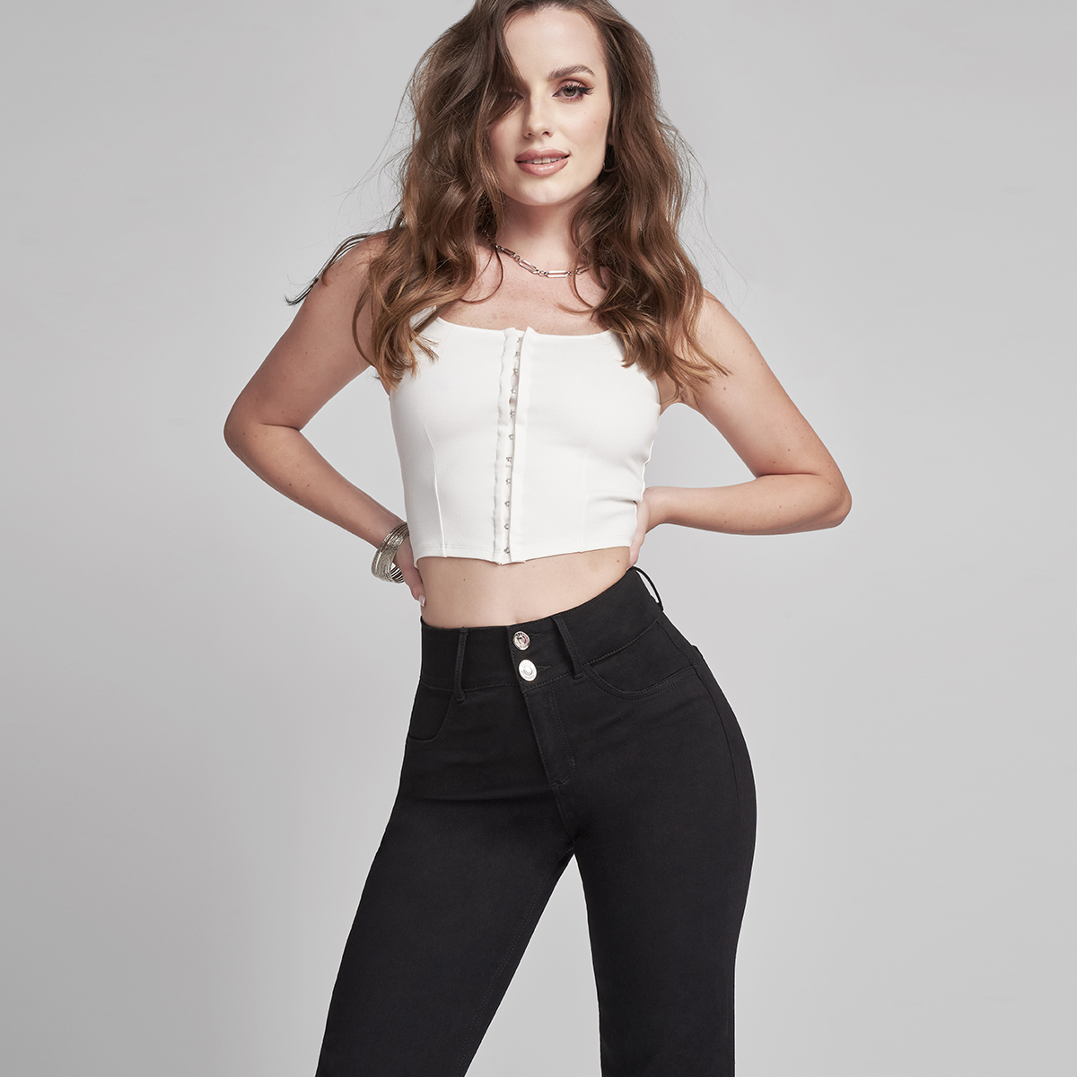 Foto 8 pulgar | Jeans Recto Mujer Push Up Stretch Seven Jeans 1177ngro