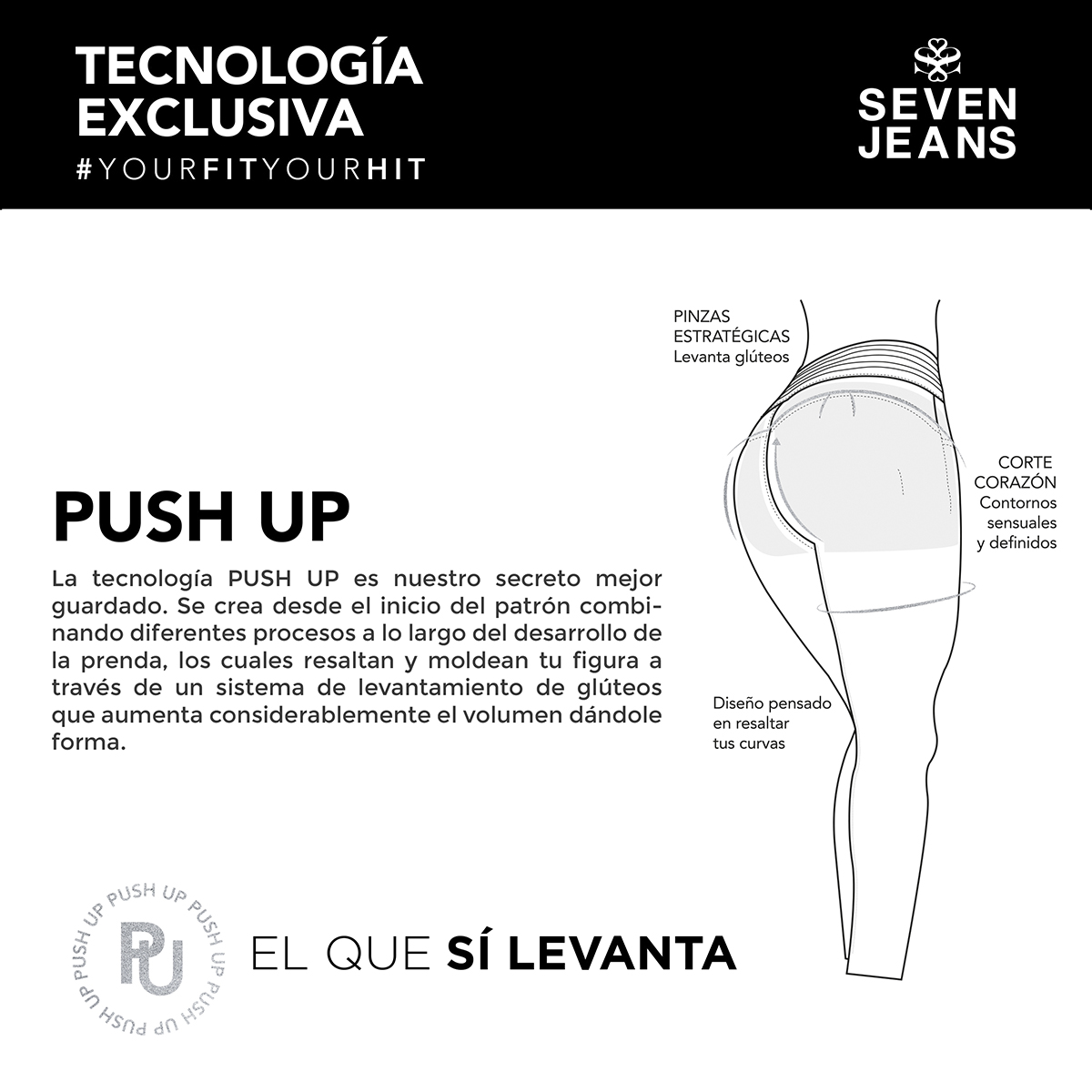 Foto 9 pulgar | Jeans Recto Mujer Push Up Stretch Seven Jeans 1177ngro
