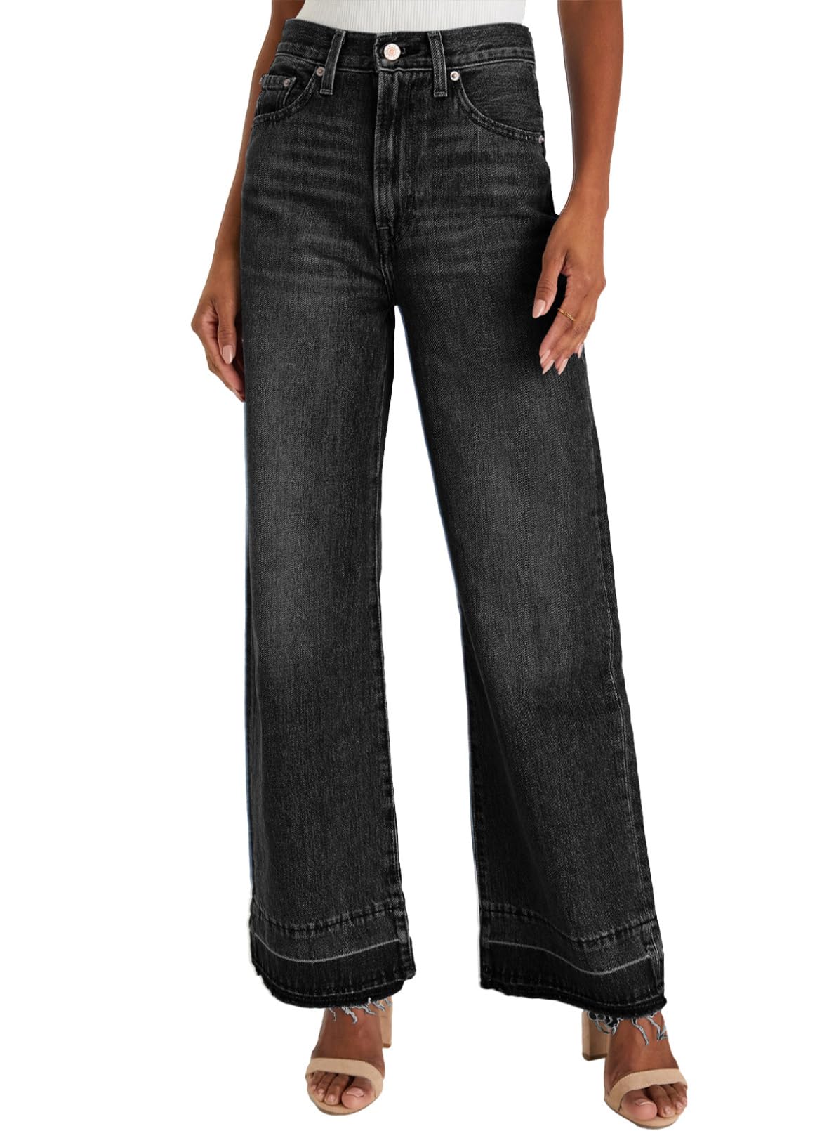 Foto 2 pulgar | Jeans Astylish Para Mujer, Cintura Alta, Pierna Recta, Color Negro - Venta Internacional.