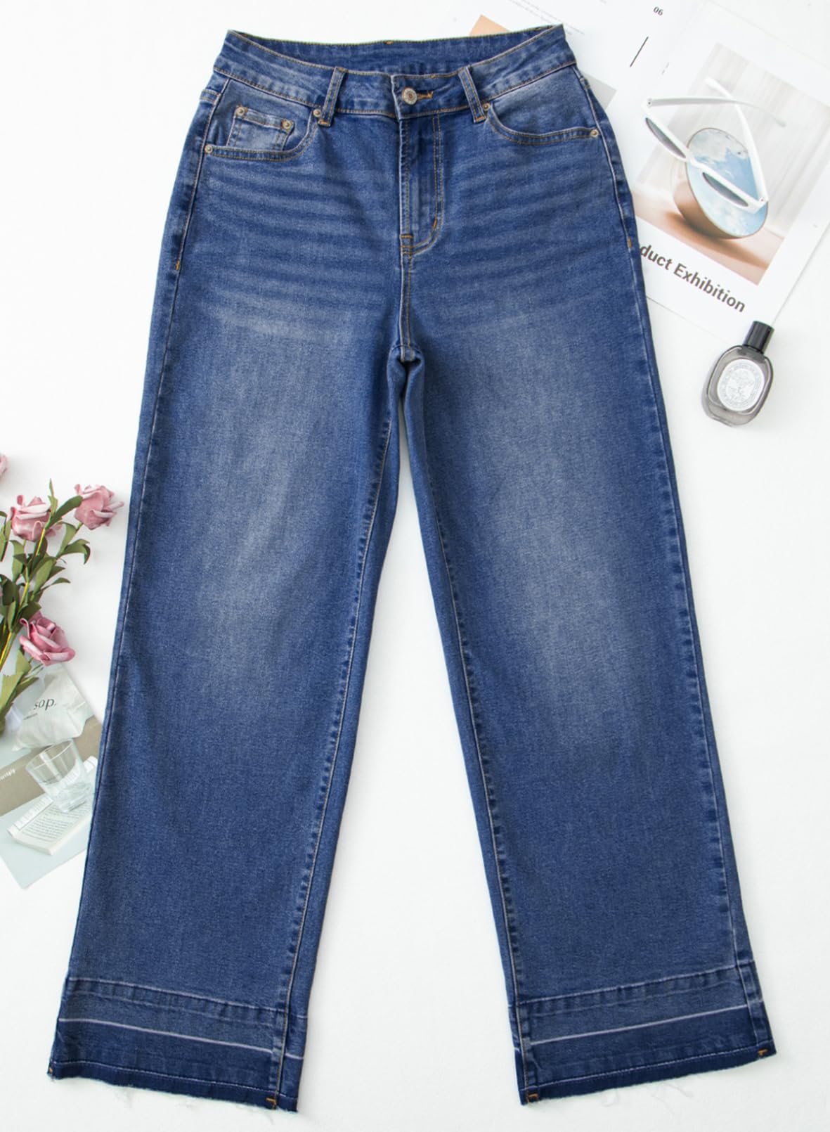 Foto 5 pulgar | Vaqueros Astylish Zimbaplatinum De Pierna Ancha Y Cintura Alta Para Mujer - Venta Internacional.