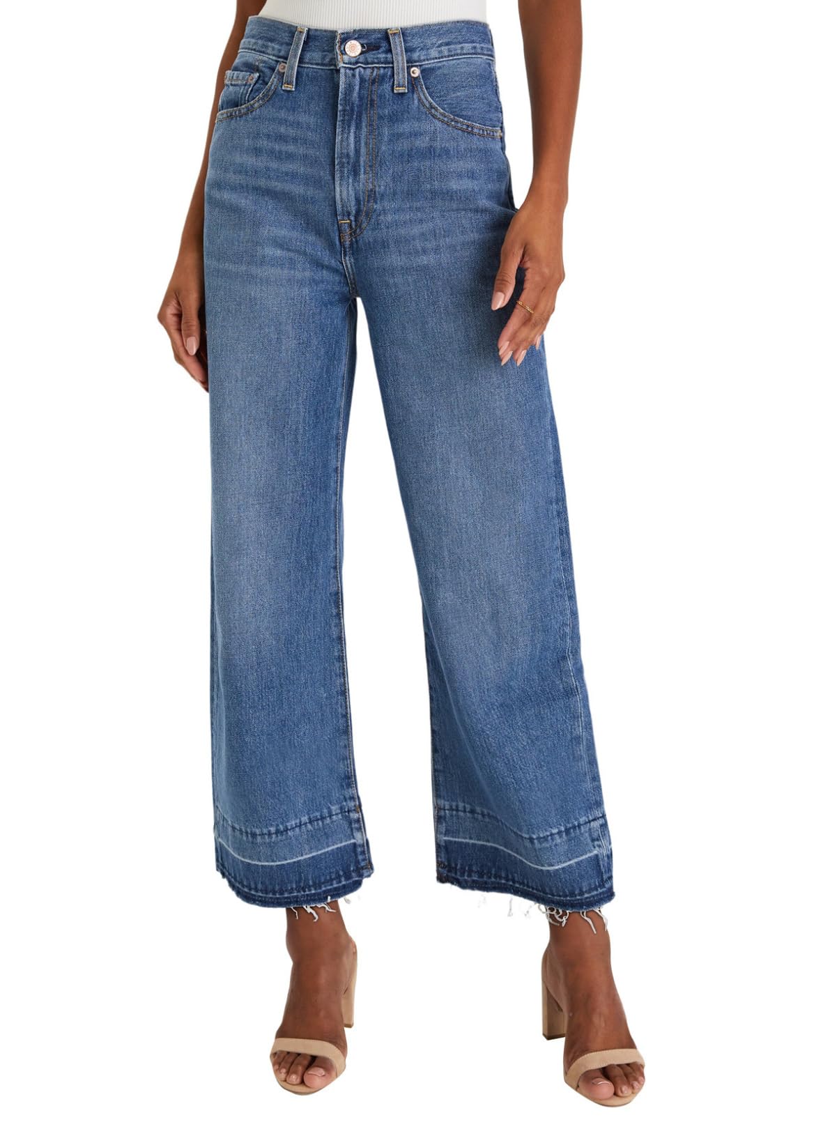 Foto 1 | Vaqueros Astylish Para Mujer, Cintura Alta, Pernera Ancha, Azul Claro - Venta Internacional.
