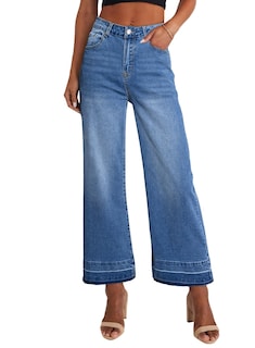 Foto 3 | Vaqueros Astylish Para Mujer, Cintura Alta, Pernera Ancha, Azul Claro - Venta Internacional.