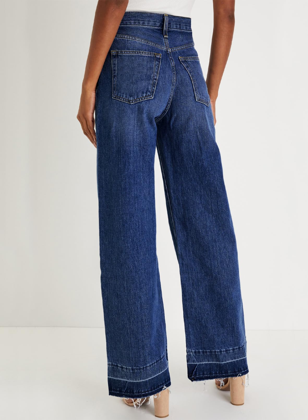 Foto 3 pulgar | Pantalones Vaqueros Elegantes De Cintura Alta, Rectos, Pernera Ancha, Azul - Venta Internacional.