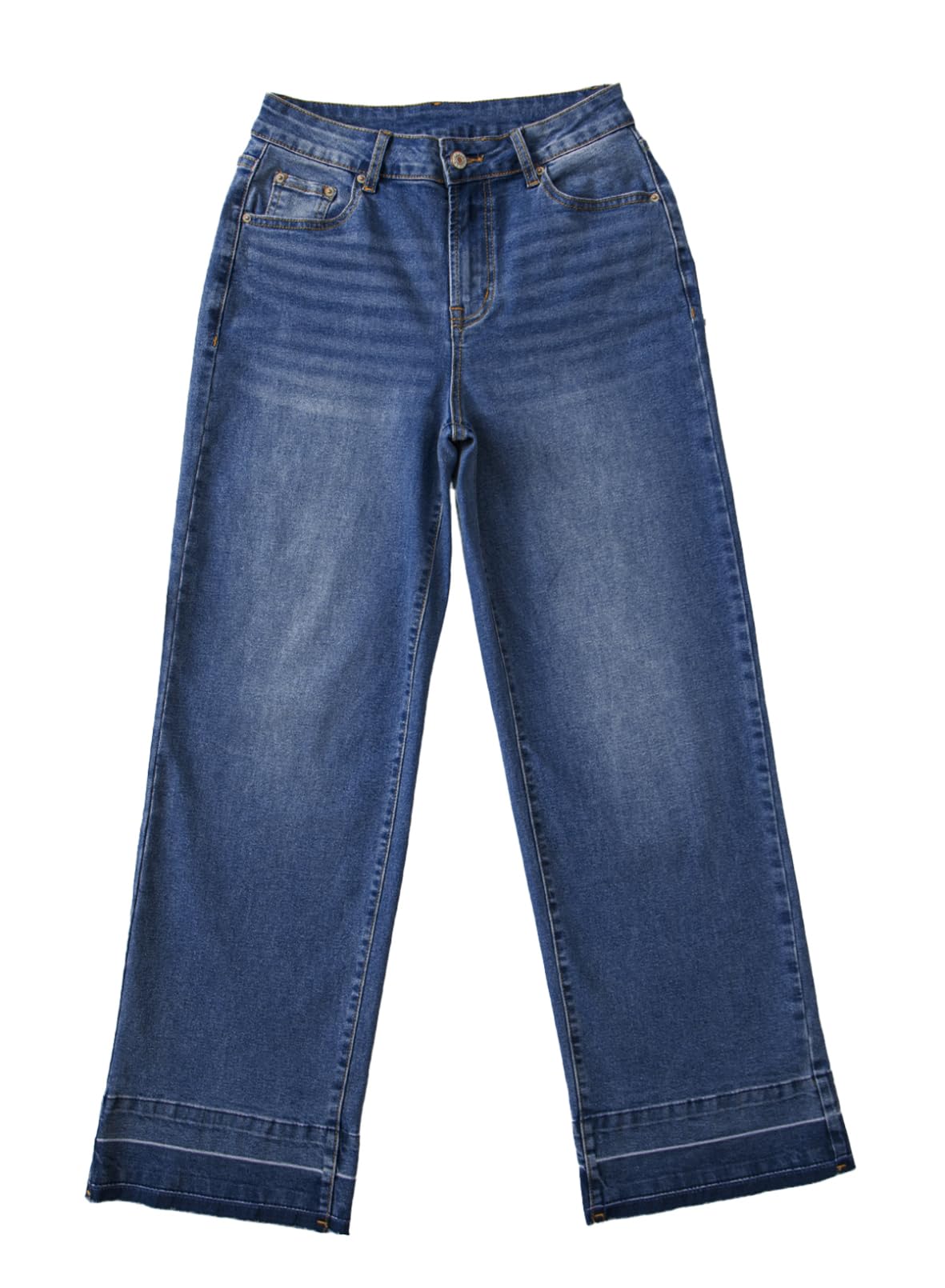 Foto 5 pulgar | Pantalones Vaqueros Elegantes De Cintura Alta, Rectos, Pernera Ancha, Azul - Venta Internacional.