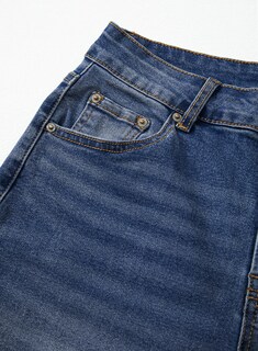 Foto 5 | Pantalones Vaqueros Elegantes De Cintura Alta, Rectos, Pernera Ancha, Azul - Venta Internacional.