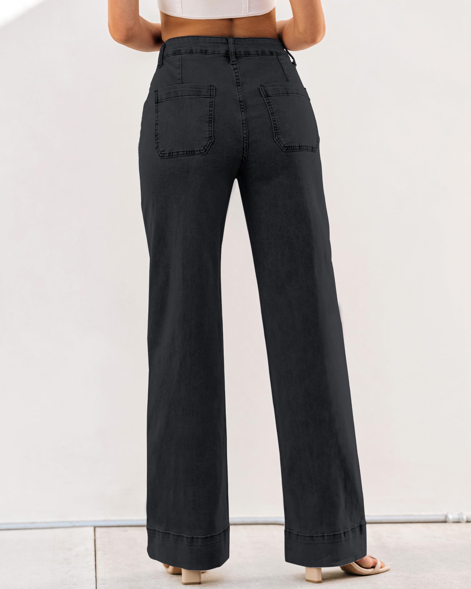 Foto 7 pulgar | Pantalones Vaqueros Luvamia De Pierna Ancha Negros De Cintura Alta Para Mujer, Talla L 12-14 - Venta Internacional.